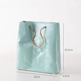 Ceramic Handbag Vase Shopping Basket Dried Artificial Flower Vases Bag Arrangement Ornaments Table Nordic Decoration