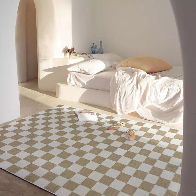 Classic Retro Checkerboard Fashion Thickened Living Room Large Area Carpet Bedroom Decoration Cloakroom Soft Fluffy Bedside Rug