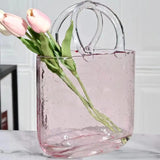 Clear Glass Bag vase Clear Cool & Cute vase for centerpieces Fish Bowl Handbag Unique Flower vase Decorative