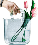 Clear Glass Bag vase Clear Cool & Cute vase for centerpieces Fish Bowl Handbag Unique Flower vase Decorative