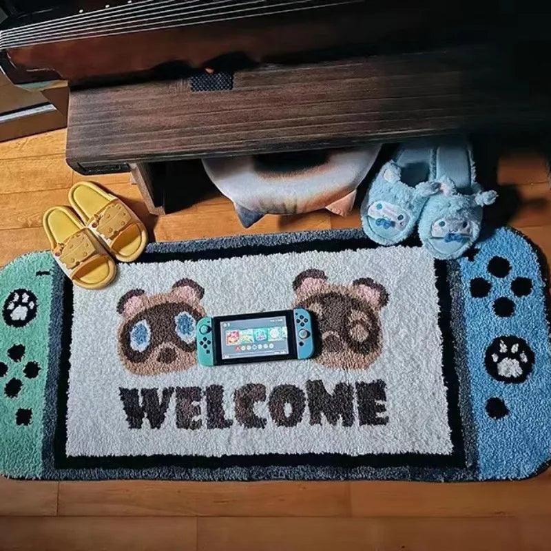 Creative Gaming Machine Rug Cartoon Ins Bedroom Thick Floor Mat Switch Game Console Flocking Carpet Gaming Handle Plush Mat