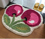 Cute Cherry Tufting Carpet Door Mat Soft Thick Fluffy Tuftted Bathroom Absorbent Rug Toilet Kitchen Entrance Floor Mat Foot Pad