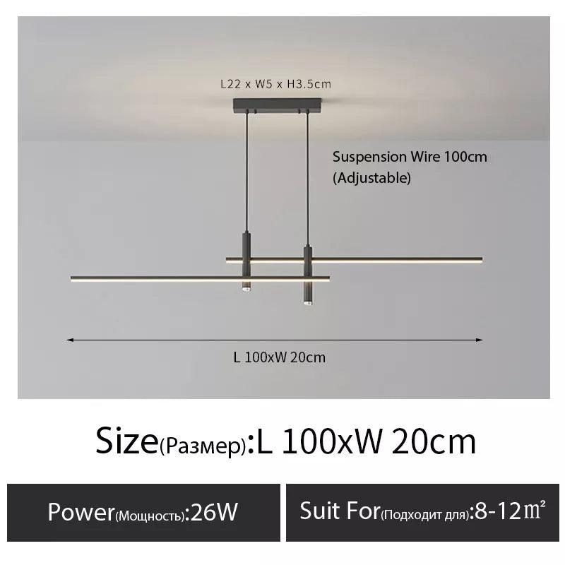Dining room chandelier simple modern minimalist lines Nordic Dining table light creative bar counter long strip designer lamps