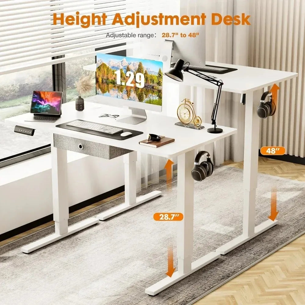 Electric Standing with Drawer 48 x 24 Inches Stand up Desk with Storage Height Adjustable Desk Sit Stand Desk Black Frame