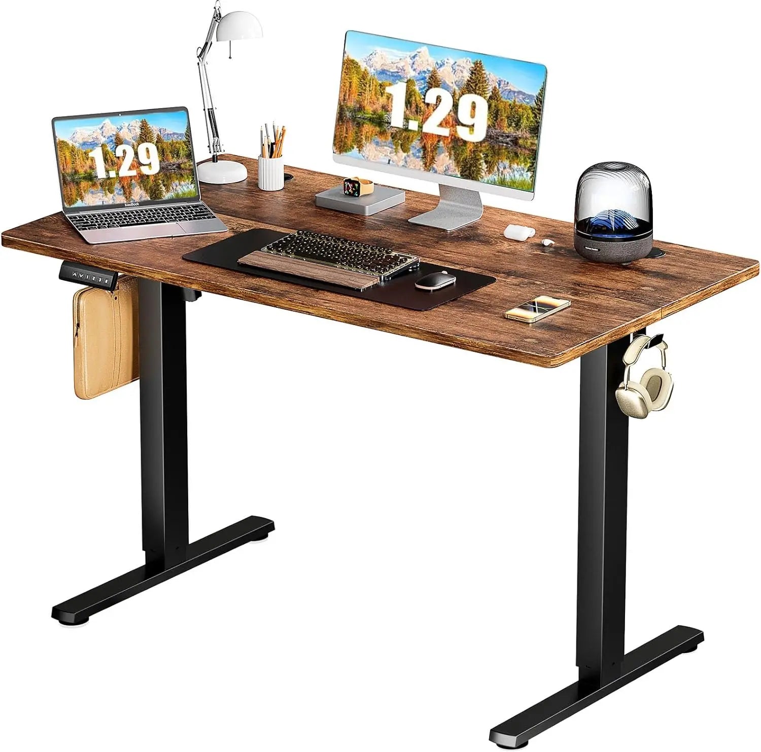 Electric Standing with Drawer 48 x 24 Inches Stand up Desk with Storage Height Adjustable Desk Sit Stand Desk Black Frame