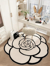 French Cream Style Rugs for Bedroom Round Flower Bedside Rug Soft Non-slip Dressing Table Mat Large Area Carpets for Living Room