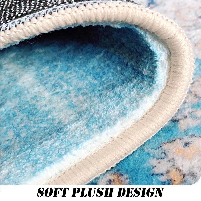 French Cream Style Rugs for Bedroom Round Flower Bedside Rug Soft Non-slip Dressing Table Mat Large Area Carpets for Living Room