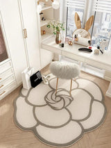 French Cream Style Rugs for Bedroom Round Flower Bedside Rug Soft Non-slip Dressing Table Mat Large Area Carpets for Living Room