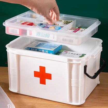 Futurism Medicine Storage Box Portable Emergency Box Household Double Layers Medicine Boxes Medical Kit Storage Organizer