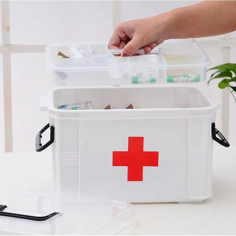 Futurism Medicine Storage Box Portable Emergency Box Household Double Layers Medicine Boxes Medical Kit Storage Organizer