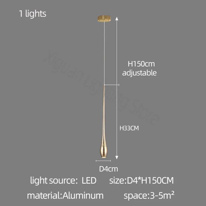 Gold Long Chandelier Minimalist Floodlight LED Duplex Villa Lighting Living Room Dining Room Light Rotary Staircase Chandelier