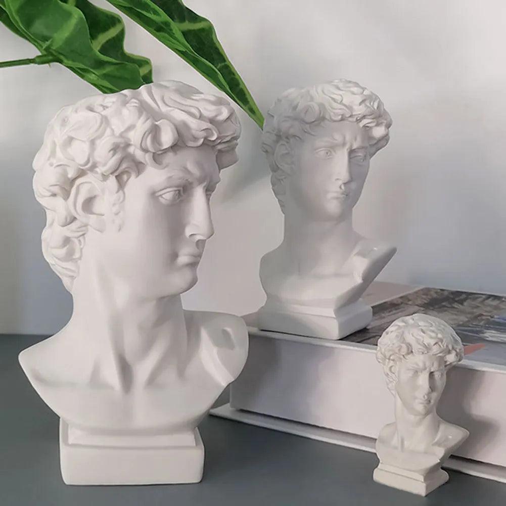 Greek Mythology Figurine David Head Portraits Bust Mini Gypsum Statue Drawing Practice Crafts Plaster Sculpture Nordic Decor