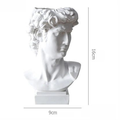 Greek Mythology Figurine David Head Portraits Bust Mini Gypsum Statue Drawing Practice Crafts Plaster Sculpture Nordic Decor