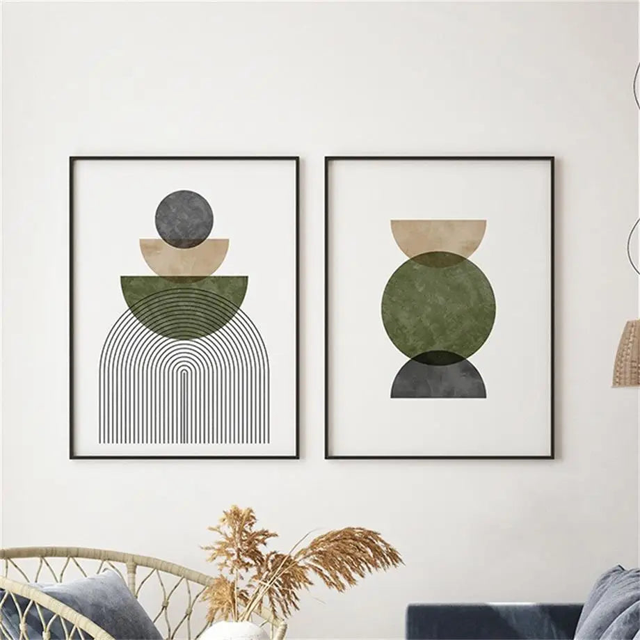 Green Abstract Line Mid Century Minimalist Posters And Prints Wall Art Canvas Painting Wall Pictures For Living Room Home Decor