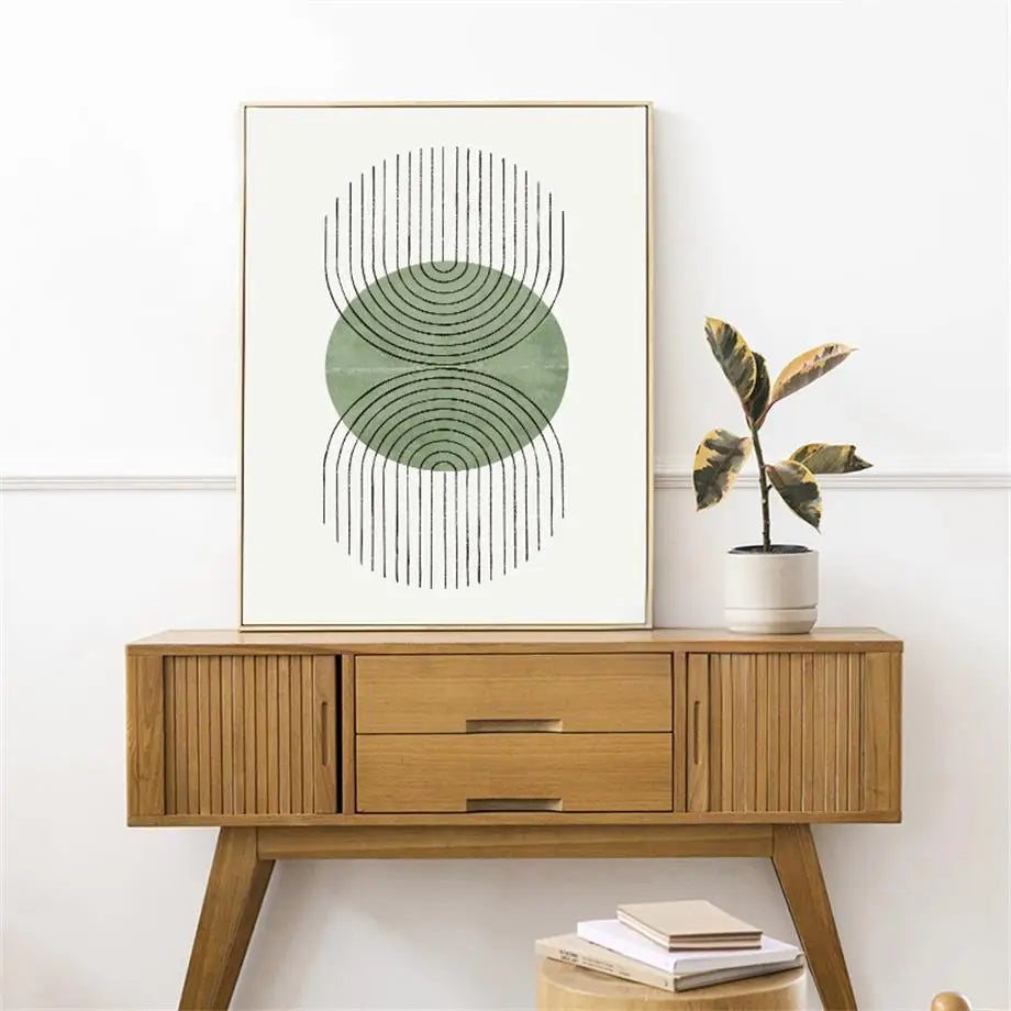 Green Abstract Line Mid Century Minimalist Posters And Prints Wall Art Canvas Painting Wall Pictures For Living Room Home Decor