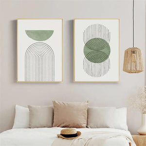 Green Abstract Line Mid Century Minimalist Posters And Prints Wall Art Canvas Painting Wall Pictures For Living Room Home Decor