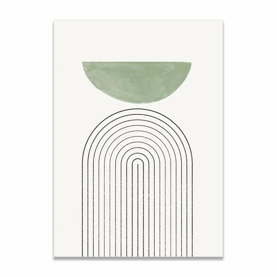 Green Abstract Line Mid Century Minimalist Posters And Prints Wall Art Canvas Painting Wall Pictures For Living Room Home Decor