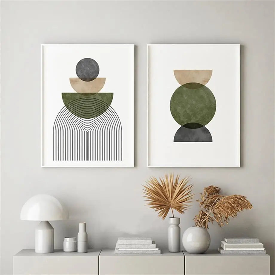 Green Abstract Line Mid Century Minimalist Posters And Prints Wall Art Canvas Painting Wall Pictures For Living Room Home Decor