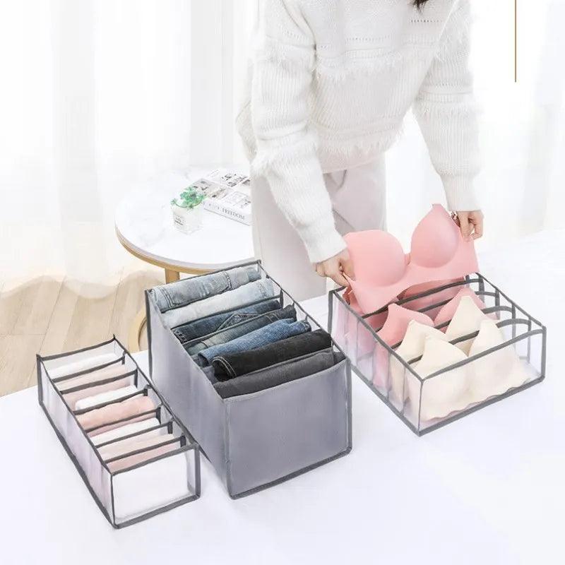 Haojianxuan Underwear Drawer Organizer Foldable Closet Organizer Closet Clothing Dividers Storage Box for Bras Socks Underpants