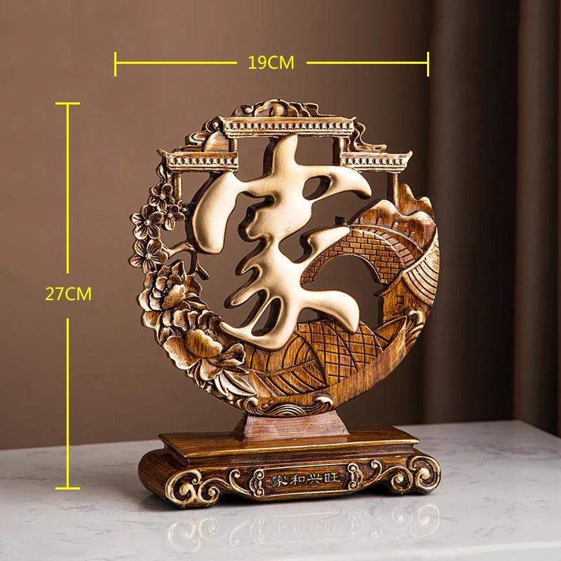 Home Decoration Accessories Feng Shui Gold Statuette Study Desk Ornaments Luxury Living Room Decoration Figurines for Interior