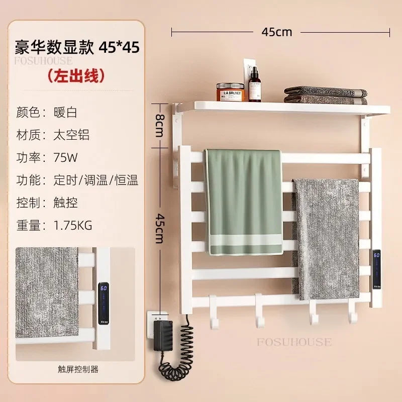 Home Smart Electric Heated Towel Rail Sterilization and Disinfection Bathroom Towel Rack Bathroom New Punch-free Towel Warmers