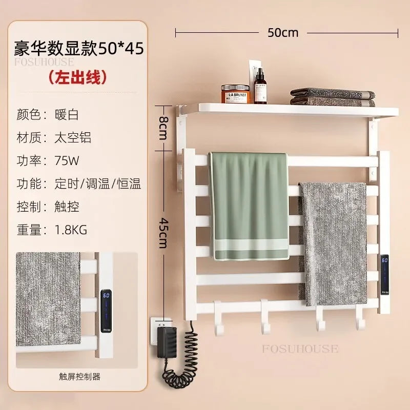 Home Smart Electric Heated Towel Rail Sterilization and Disinfection Bathroom Towel Rack Bathroom New Punch-free Towel Warmers