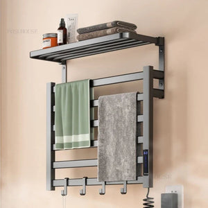 Home Smart Electric Heated Towel Rail Sterilization and Disinfection Bathroom Towel Rack Bathroom New Punch-free Towel Warmers