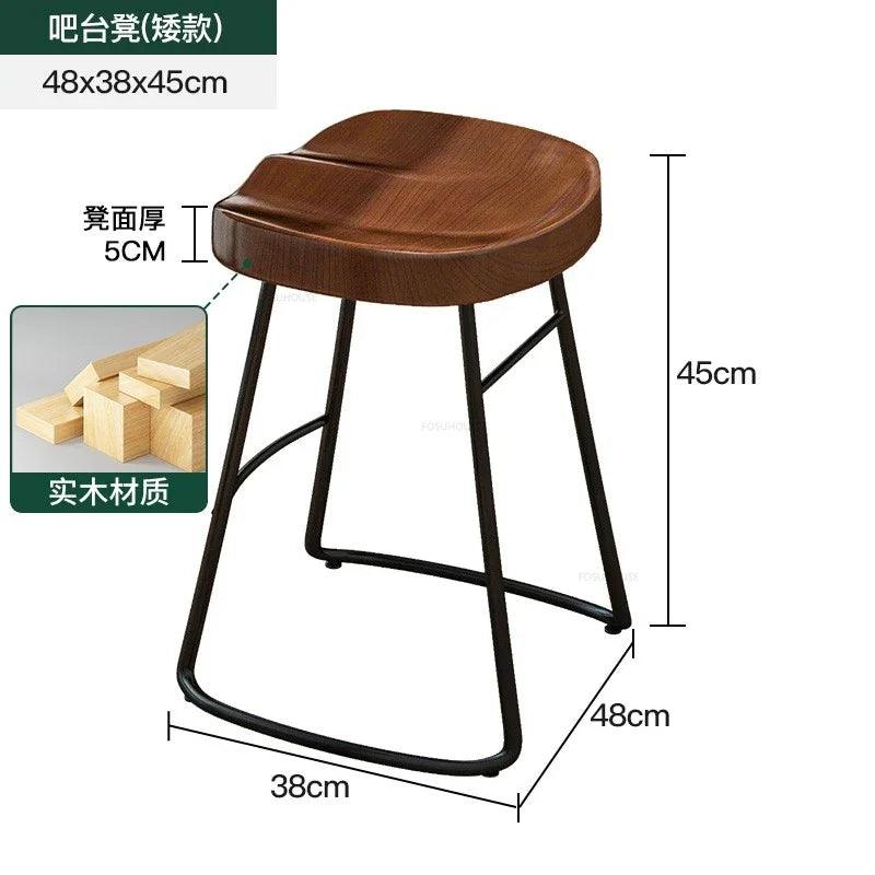 Home Wooden High Table Balcony Leisure Bar Tables Simple Kitchen Furniture The Wall Iron Art Long Table Cafe Table and Chair Set