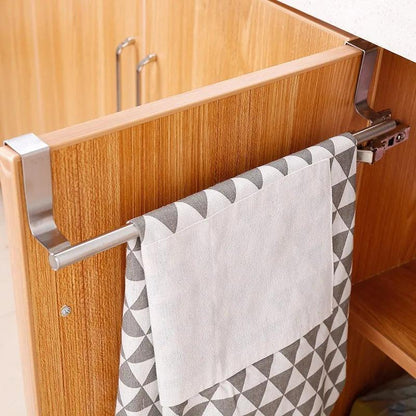 Kitchen Cabinet Door Towel Bar Stainless Steel Door Back Towel Hanging Holder Bathroom Punch-free Towels Hooks Home Organizer