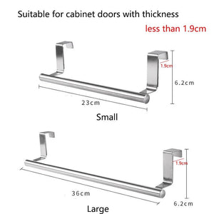 Kitchen Cabinet Door Towel Bar Stainless Steel Door Back Towel Hanging Holder Bathroom Punch-free Towels Hooks Home Organizer