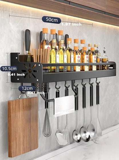 Kitchen Organizer Shelf Wall-mounted Spice Storage Rack Kitchen Knife Holder Wall Seasoning Chopstick Spoon Shovel Storage Sheif