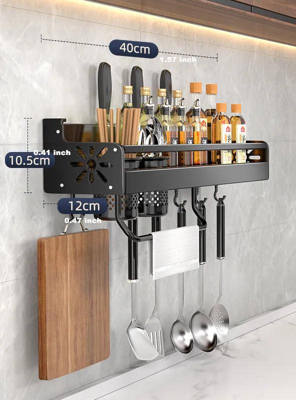 Kitchen Organizer Shelf Wall-mounted Spice Storage Rack Kitchen Knife Holder Wall Seasoning Chopstick Spoon Shovel Storage Sheif