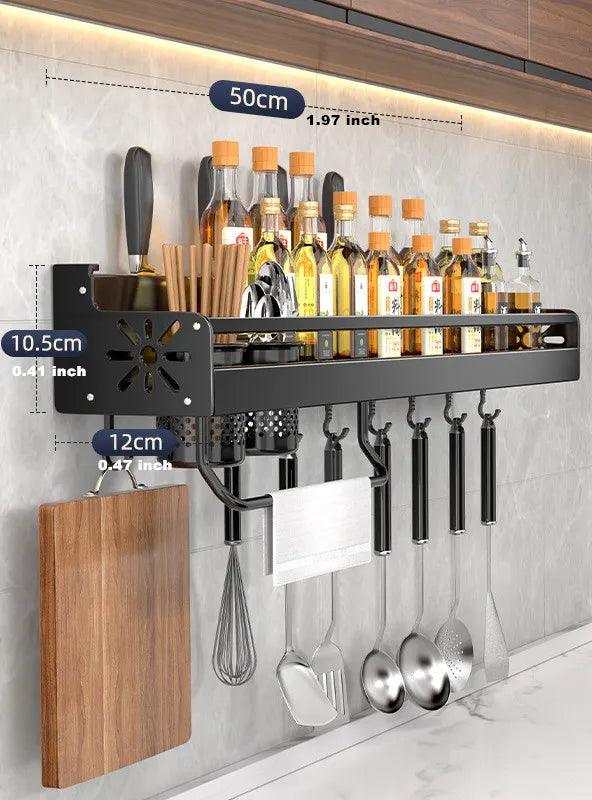 Kitchen Organizer Shelf Wall-mounted Spice Storage Rack Kitchen Knife Holder Wall Seasoning Chopstick Spoon Shovel Storage Sheif