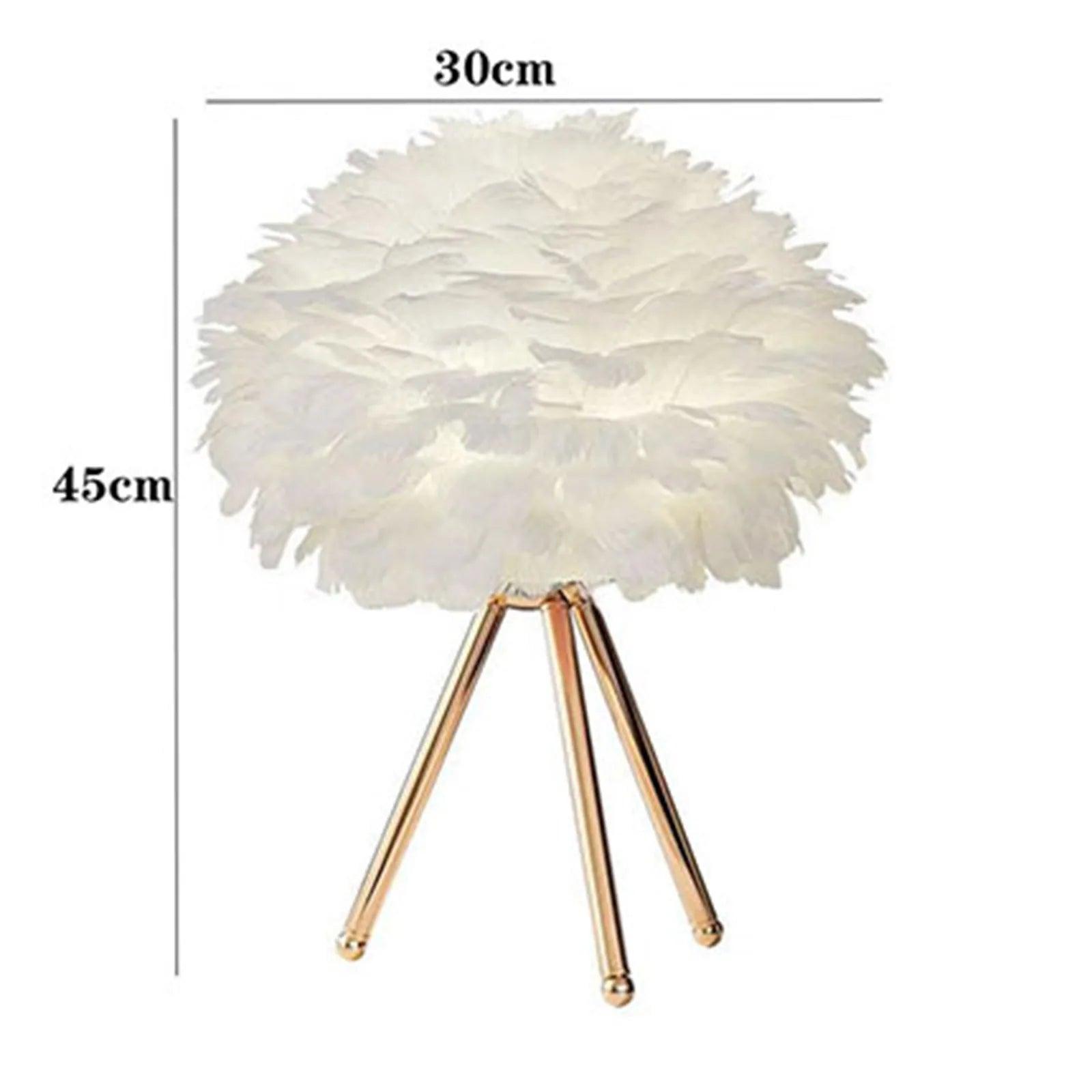 LED Feather Bedside Table Lamp Elegant Bedroom Living Room Desktop Nightstand Decoration Romantic Night Light for Home Decor