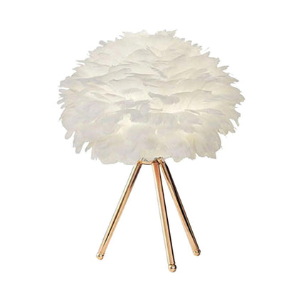 LED Feather Bedside Table Lamp Elegant Bedroom Living Room Desktop Nightstand Decoration Romantic Night Light for Home Decor