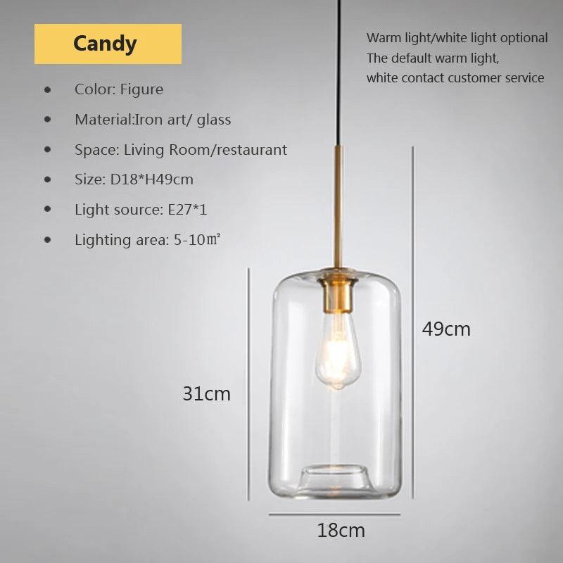 LED Modern hanging loft Glass lustre Pendant Light industrial decor Lights Fixtures E27/E26 for Kitchen Restaurant Lamp