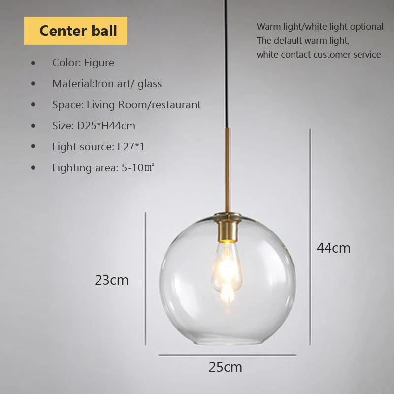 LED Modern hanging loft Glass lustre Pendant Light industrial decor Lights Fixtures E27/E26 for Kitchen Restaurant Lamp