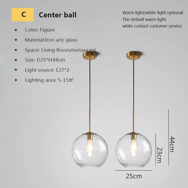 LED Modern hanging loft Glass lustre Pendant Light industrial decor Lights Fixtures E27/E26 for Kitchen Restaurant Lamp