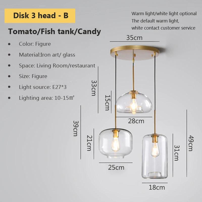 LED Modern hanging loft Glass lustre Pendant Light industrial decor Lights Fixtures E27/E26 for Kitchen Restaurant Lamp