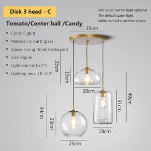 LED Modern hanging loft Glass lustre Pendant Light industrial decor Lights Fixtures E27/E26 for Kitchen Restaurant Lamp