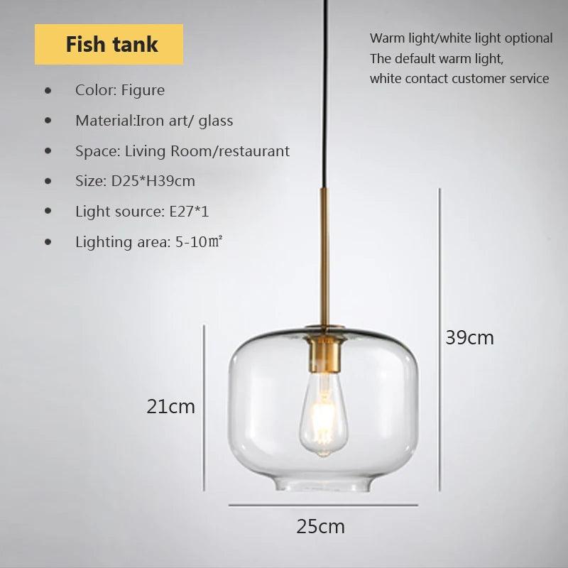 LED Modern hanging loft Glass lustre Pendant Light industrial decor Lights Fixtures E27/E26 for Kitchen Restaurant Lamp