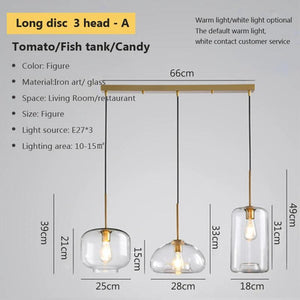 LED Modern hanging loft Glass lustre Pendant Light industrial decor Lights Fixtures E27/E26 for Kitchen Restaurant Lamp