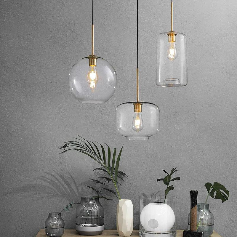 LED Modern hanging loft Glass lustre Pendant Light industrial decor Lights Fixtures E27/E26 for Kitchen Restaurant Lamp