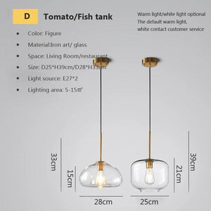 LED Modern hanging loft Glass lustre Pendant Light industrial decor Lights Fixtures E27/E26 for Kitchen Restaurant Lamp