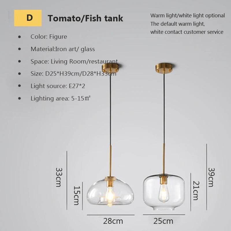 LED Modern hanging loft Glass lustre Pendant Light industrial decor Lights Fixtures E27/E26 for Kitchen Restaurant Lamp