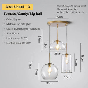 LED Modern hanging loft Glass lustre Pendant Light industrial decor Lights Fixtures E27/E26 for Kitchen Restaurant Lamp