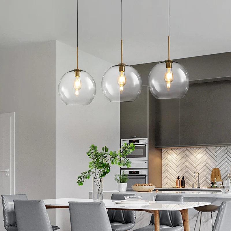 LED Modern hanging loft Glass lustre Pendant Light industrial decor Lights Fixtures E27/E26 for Kitchen Restaurant Lamp