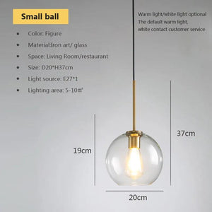 LED Modern hanging loft Glass lustre Pendant Light industrial decor Lights Fixtures E27/E26 for Kitchen Restaurant Lamp