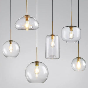 LED Modern hanging loft Glass lustre Pendant Light industrial decor Lights Fixtures E27/E26 for Kitchen Restaurant Lamp