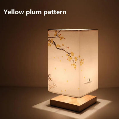 LED Square Decoration Table Lamps Simple Chinese Style Dimmable EU Plug Night Light Fabric Lampshade Bedroom Bedside Lights